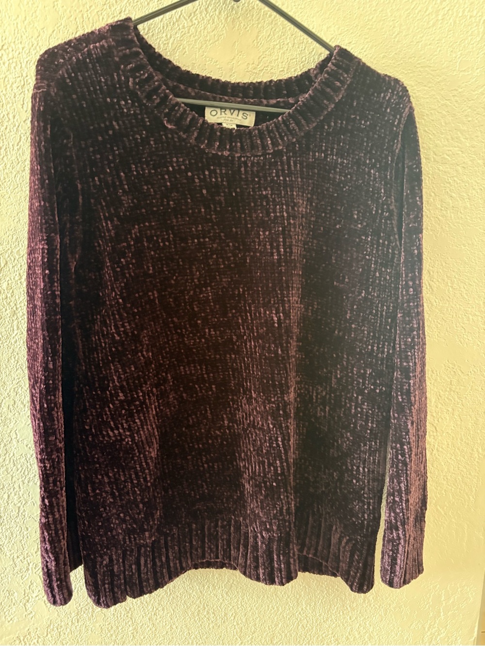 Orvis Plush Chenille Crewneck Sweater in Plum